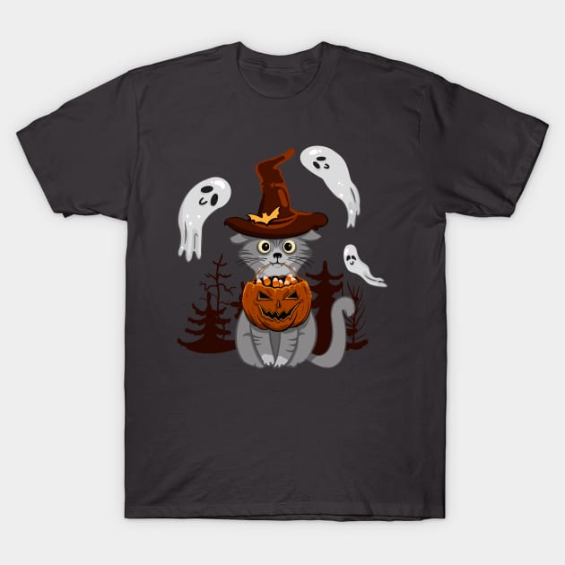 Halloween cat T-Shirt by Neon Deisy